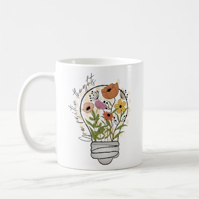 Caneca De Café Pensamentos positivos Crescem flores selvagens Ins (Esquerda)