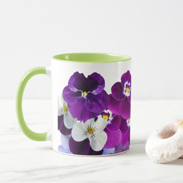 Caneca de Café Pensamentos Roxos Bonitos (Com Donut)