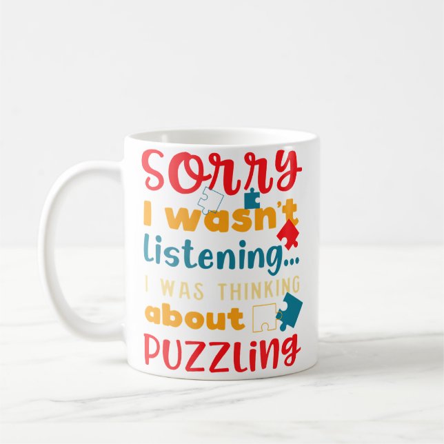 Caneca De Café Pensando em Quebra-Cabeça Intrigante Hobby Quebra- (Esquerda)