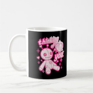 Caneca De Café Pensando em Você Boneca Voodoo Rosa Gótica Kawaii