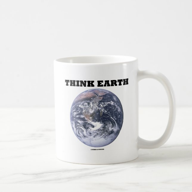 Caneca De Café Pensar na Terra (Terra Marble Azul) (Direita)