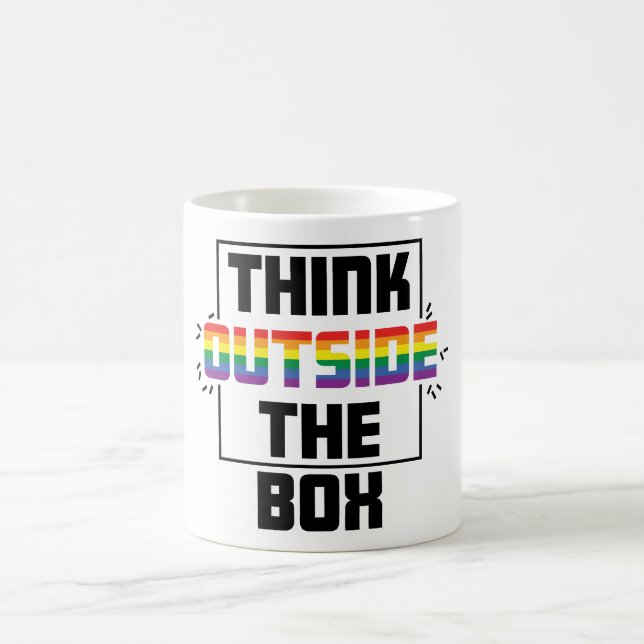Caneca De Café Pense fora da caixa LGBTQIA+ Orgulho Mug (Centro)