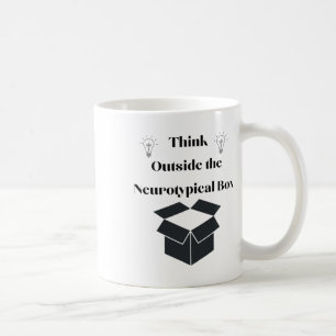 Caneca De Café Pense Fora Do Autocolante De Caixa Neurotípico