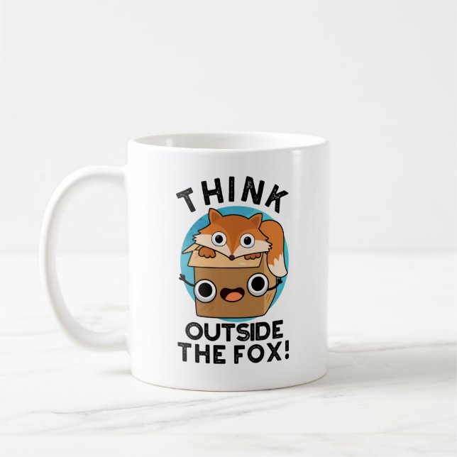 Caneca De Café Pense Fosse A Fox Engraçada Animal Pun (Esquerda)
