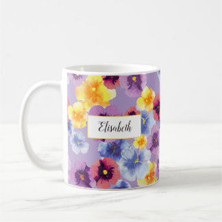 Caneca De Café Pense Pensamento em Aquarela Elegante Personalizad