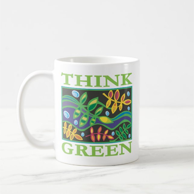 Caneca De Café Pense verde ambiental (Esquerda)