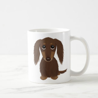 Caneca De Café Penteado Chocolate Dachshund | Cachorro-esmalte