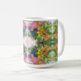 Caneca De Café Pentes de Flor Coloridas Padrões de Aquarela
