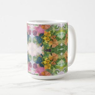 Caneca De Café Pentes de Flor Coloridas Padrões de Aquarela