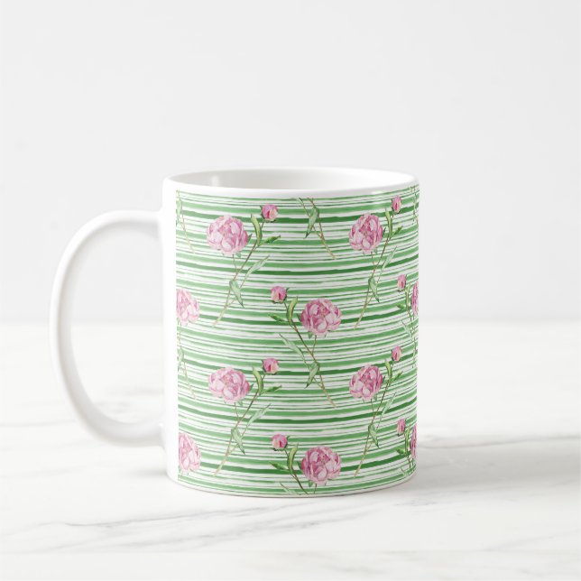 Caneca De Café peônia aquarela (Esquerda)