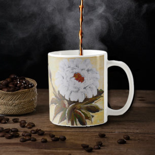 Caneca De Café Peônia Branca