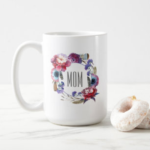 Caneca De Café Peônia do Wildflower floral com dia das mães das
