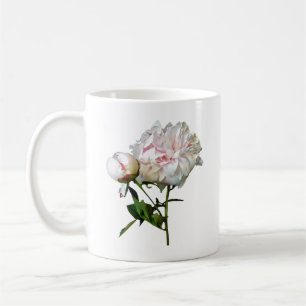 Caneca De Café Peônia Rosa Pálida e Botão