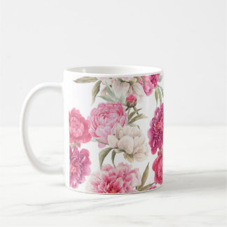 Caneca De Café Peônias de cor-de-água rosa: Elegância Floral