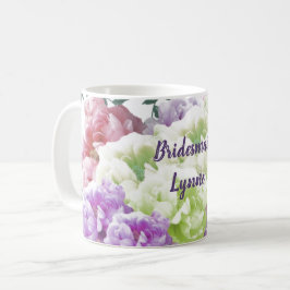Caneca De Café Pêonias Nome Múltiplo de Bridesmaid Coffee Mug