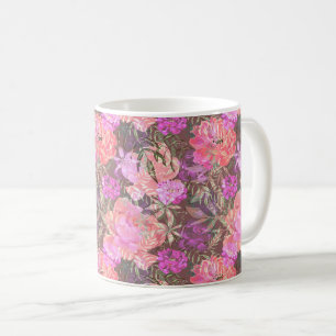 Caneca De Café Peônias rosa flores de rosa jardim de flores buquê