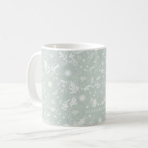Caneca De Café Peony E Anêmona Ilustram Floral