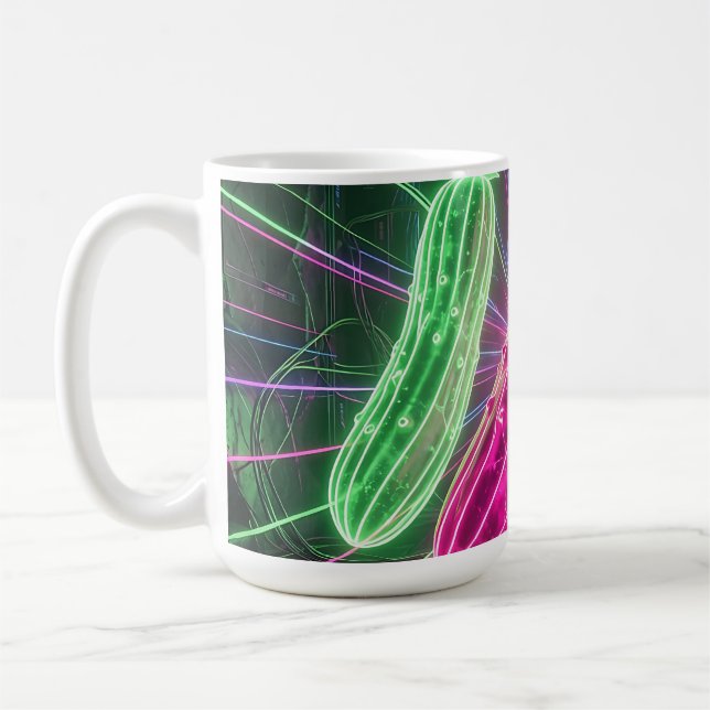 Caneca De Café Pepinos Neon Cyberpunk Glowing (Esquerda)