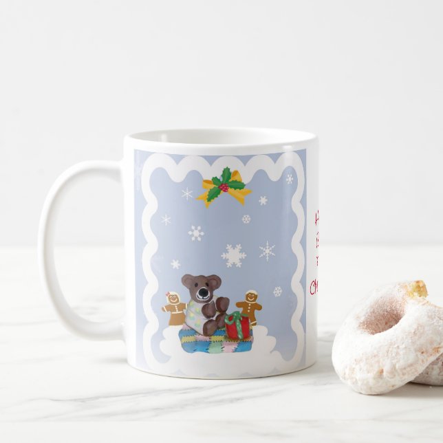 Caneca De Café Pequena Beary Felry Pata de Natal (Com Donut)