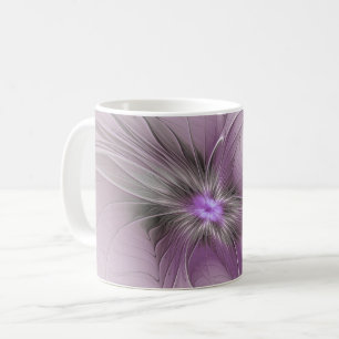 Caneca De Café Pequena Bela Cinza Mauve Moderna Flor de Arte Frac