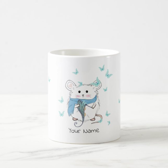 Caneca De Café Pequena Borboleta de Hamster Bonita Personalizada (Centro)