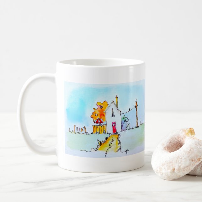 Caneca De Café Pequena Casa Com Lavagem (Com Donut)
