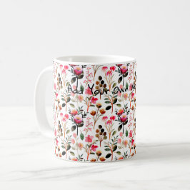 Caneca De Café Pequena flor brilhante dama de aquarela café