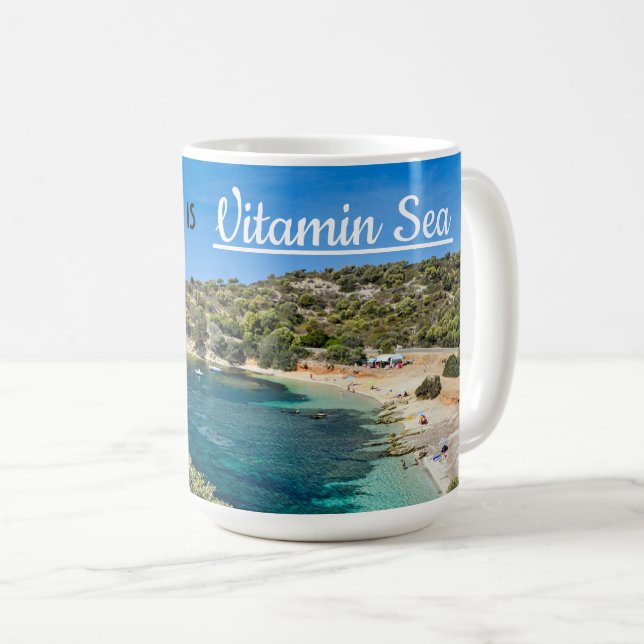 Caneca De Café pequena praia na Sardenha com água turquesa (Frente Esquerda)