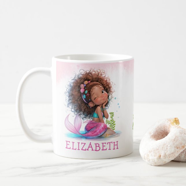 Caneca De Café Pequena Sereia Marrom Coffee Mug (Com Donut)