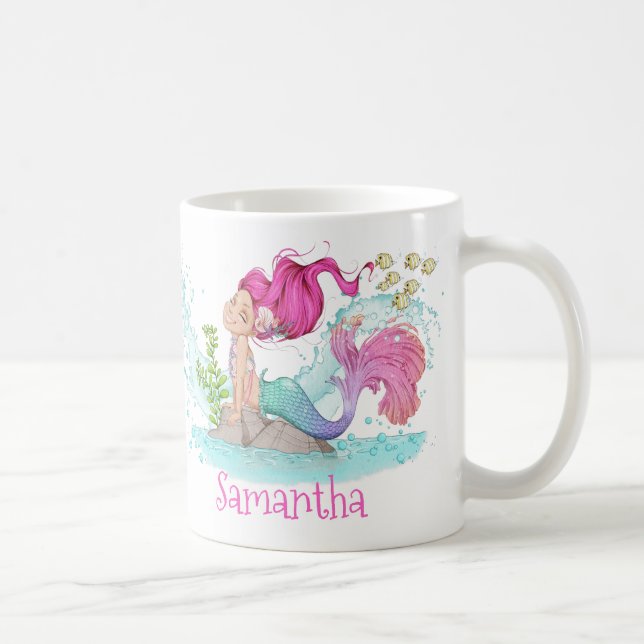 Caneca De Café Pequena Sereia Watercolor (Direita)