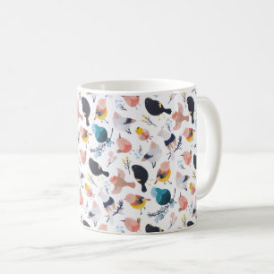 Caneca De Café Pequenas Aves Coloridas Paraíso Botânico Floral