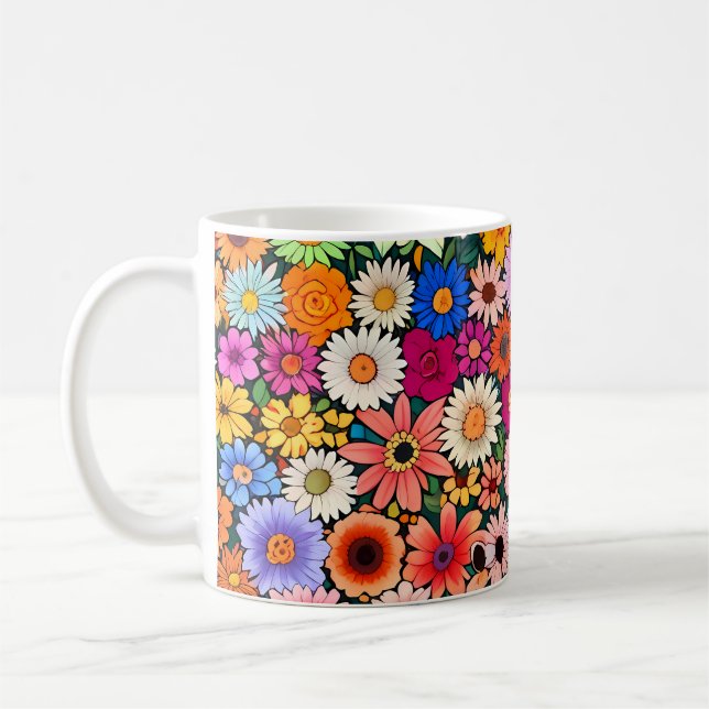 Caneca De Café Pequenas cabeças de flores bonitas (Esquerda)