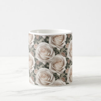 Caneca De Café Pequenas Rosas Brancas Vintage