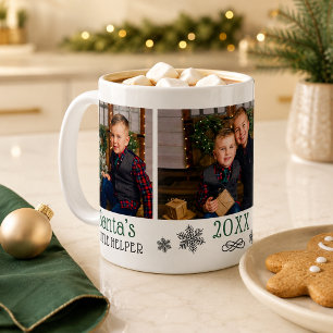 Caneca De Café Pequeno ajudante do Papai Noel Verde Foto Natal
