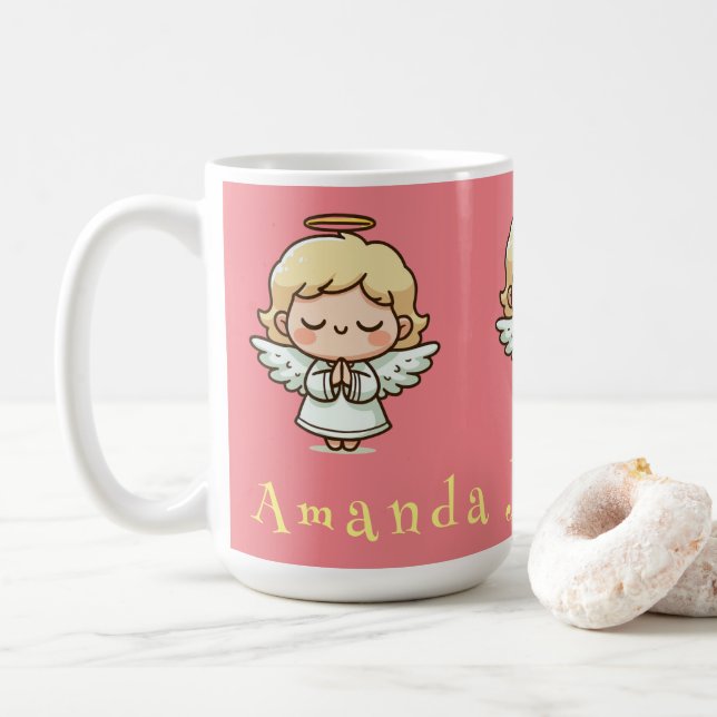 Caneca De Café Pequeno anjo orando (Com Donut)