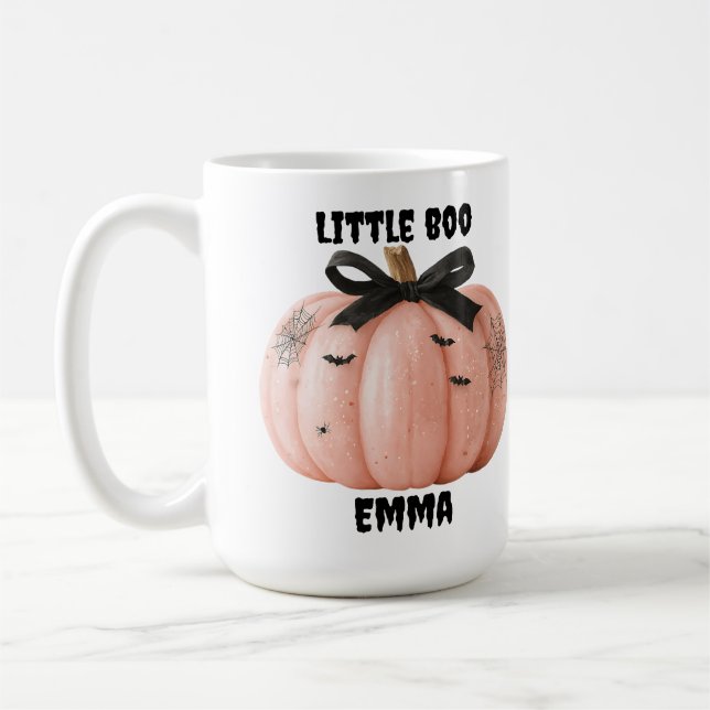 Caneca De Café Pequeno Boo Personalizado Pumpkin do Halloween (Esquerda)