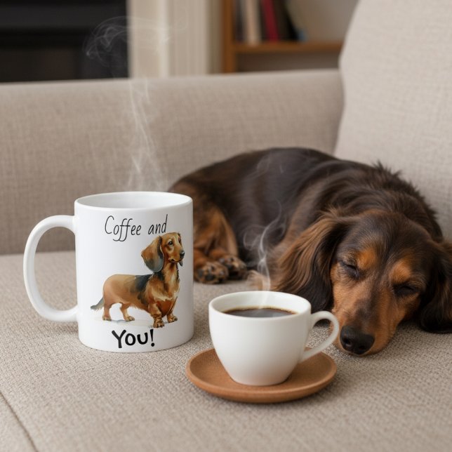 Caneca De Café Pequeno Dachshund Marrom Café Personalizado (Criador carregado)