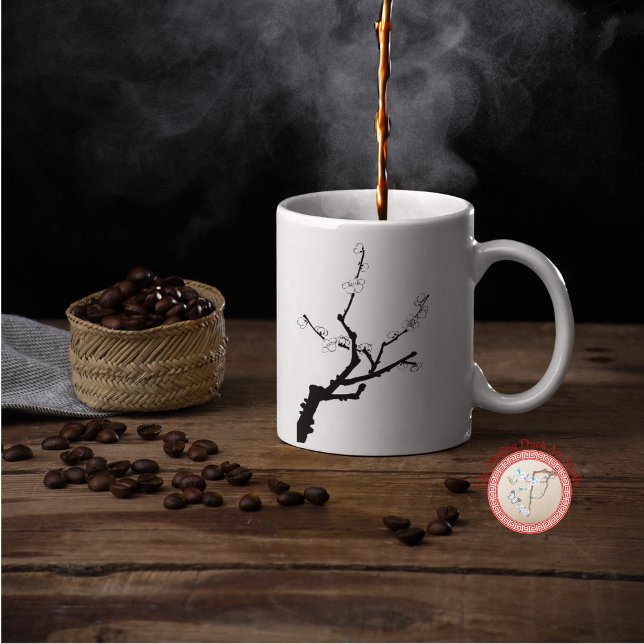 Caneca De Café Pequeno galho com flores (Criador carregado)