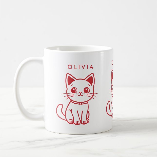 Caneca De Café Pequeno Gato (ALTERAR TODAS AS CORES) e nome (Esquerda)
