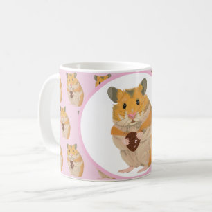 Caneca De Café Pequeno Hamster bonito segurando um Ovo de Páscoa
