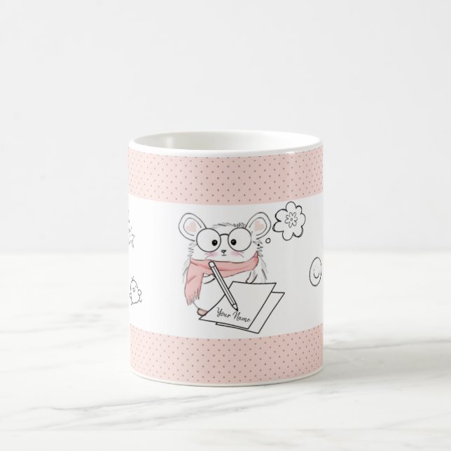 Caneca De Café Pequeno Hamster Inteligente Bonito Rosa (Centro)