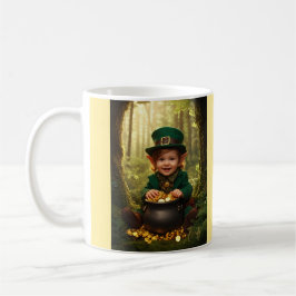 Caneca De Café Pequeno Leprechaun Irlandês e Dourado Cauldron