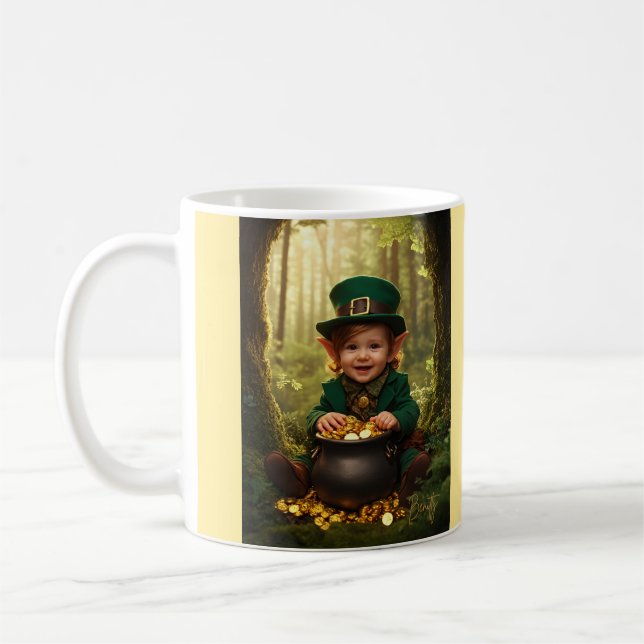 Caneca De Café Pequeno Leprechaun Irlandês e Dourado Cauldron (Esquerda)
