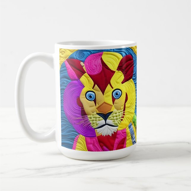 Caneca De Café Pequeno Lion Cub Quilado Como Design (Esquerda)