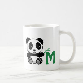 Caneca De Café Pequeno Panda Bonito com Monograma Bamboo Stick