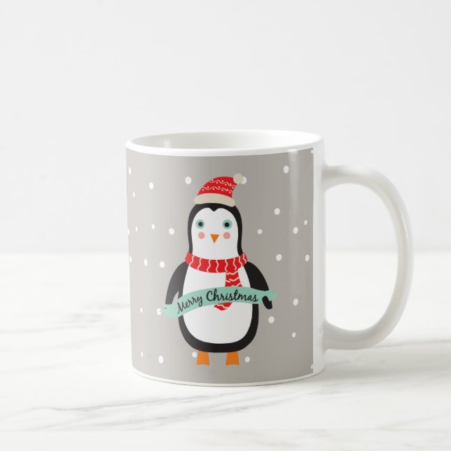 Caneca De Café Pequeno Penquim de Natal bonito, Pesonizado (Direita)