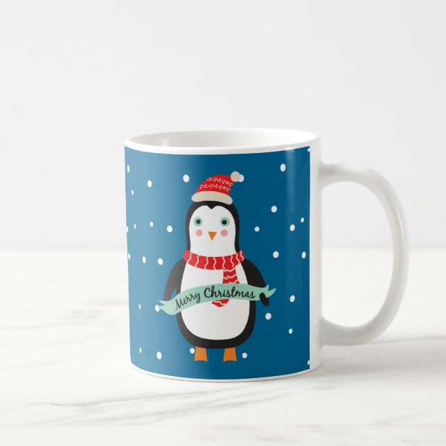 Caneca De Café Pequeno Penquim de Natal bonito, Pesonizado (Direita)