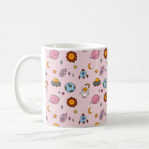Caneca De Café Pequeno Planeta Desenhado à Mão Fofo