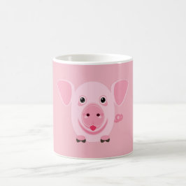 Caneca De Café Pequeno porco rosa feliz e fofo