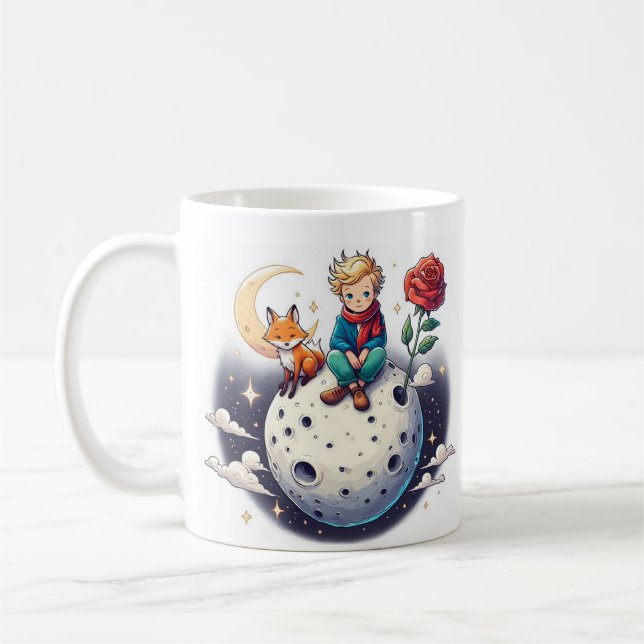 Caneca De Café Pequeno Príncipe sentado na lua (Esquerda)